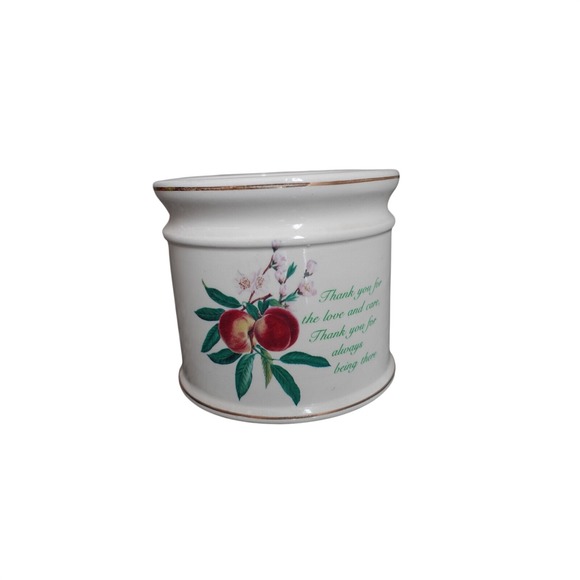 Other - Vintage Ceramic Peach Blossom Thank You candleholder Holder Home accents